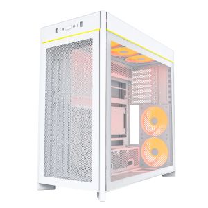 Montech Case ATX - HS01 PRO (W) - 5 x 120 mm ARGB Fans, USB-C, White