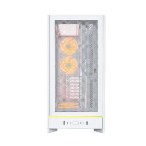 Montech Case ATX - HS01 PRO (W) - 5 x 120 mm ARGB Fans, USB-C, White