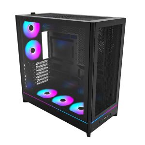 Montech Case ATX - HS01 PRO (W) - 5 x 120 mm ARGB Fans, USB-C, Black
