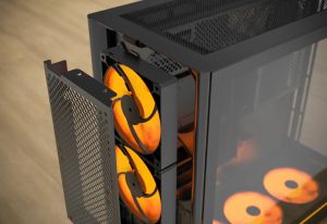 Montech Case ATX - HS01 PRO (W) - 5 x 120 mm ARGB Fans, USB-C, Black