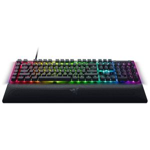 Tastatură mecanică pentru jocuri Razer BlackWidow V4, aspect SUA, comutator verde, Razer Chroma™ RGB, 6 taste macro, stabilizatoare lubrifiate, taste media, suport magnetic pentru încheietura mâinii, frecvență de interogare de până la 8000 Hz, cablu tip C