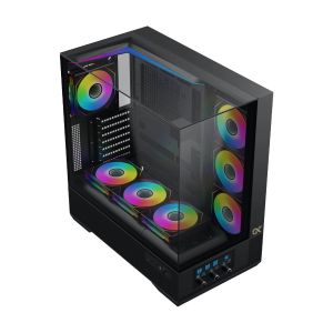 Xigmatek Case EATX - Vision - 7 ARGB Fans, LCD Display Panel, Smart Fan Control