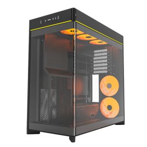 Montech кутия Case ATX - HS02 PRO (B) - 5 x 120 mm ARGB Fans, USB-C, Black