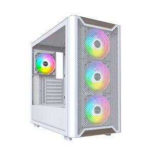 Montech Case ATX - XR Wood (W) - 4 x 120 mm ARGB Fans, Wood, USB-C, White
