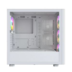 Montech Case ATX - XR Wood (W) - 4 x 120 mm ARGB Fans, Wood, USB-C, White