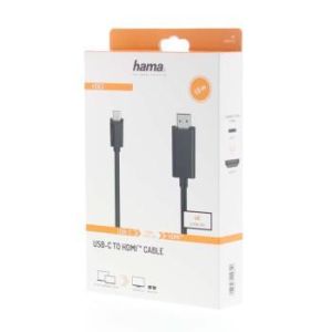 Cablu HAMA 200718, USB-C tată - HDMI tată, Ultra-HD, 4K, 1,5 m, Negru