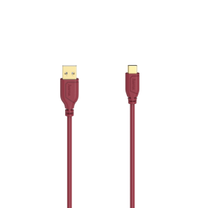 Cablu Hama Flexi-Slim USB-C - USB-A 2.0 tată, 0,75 m, subțire, placat cu aur, roșu