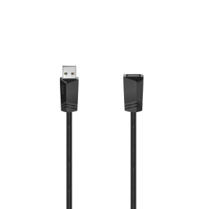 Cablu prelungitor HAMA, USB-A mamă - USB-A tată, 3 m, 480 Mbit/s, Negru