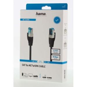 Cablu de corelare de rețea HAMA S/FTP, CAT 6a, RJ-45 - RJ-45, 10Gbit/s, 3,0 m, Negru