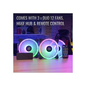 AeroCool Fan Pack 3-in-1 3x120mm - DUO 12 Pro - Addressable RGB with Hub, Remote - ACF3-DU10227.11