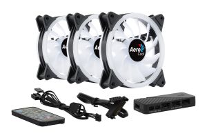 AeroCool Fan Pack 3-in-1 3x120mm - DUO 12 Pro - Addressable RGB with Hub, Remote - ACF3-DU10227.11