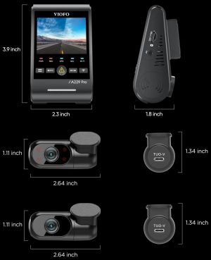 VIOFO Dash Cam A229 Pro 3 Channel - 4K, HDR, Dual Sony STARVIS 2, GPS, Bluetooth