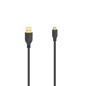 Cablu HAMA Flexi-Slim, USB 2.0 tată - micro USB tată, 0,75 m., conectori placați cu aur, negru