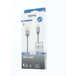 Cablu HAMA, USB-C tată - USB-A tată, 0,75 m., 5 stele, 480Mbit/s, Negru