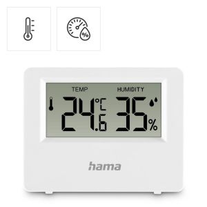 Hama "Ebro" Thermometer and Hygrometer, Digital, For Indoors or Outdoors, white