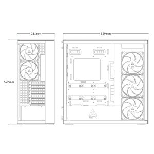 Arctic Case E-ATX - Xtender (White) - 5 A-RGB Fans included