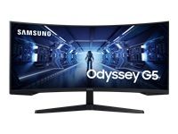 Monitor Samsung LC34G55T, 34" CURVED VA, 1000R, 165 Hz, 1 ms MPRT, 21:9, 3440 x 1440, HDR10, 250 cd/m2, contrast 2500:1, Mega DCR, Eye Saver, Free Flicker Premium, Free Flicker Free Egalizator negru, întârziere scăzută la intrare, DP 1.4, HDMI 2.0, căști,