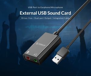 Placă de sunet externă Orico Placă de sunet USB - Căști, Microfon, Negru - SKT2-BK