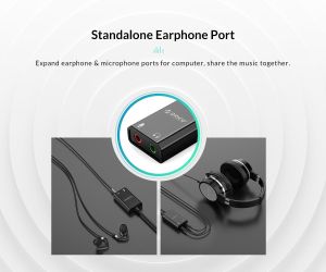 Orico USB Sound card - Headphones, Mic, Black - SKT2-BK