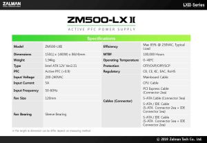 Zalman Захранване PSU 500W APFC ZM500-LXII