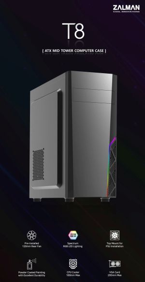 Zalman кутия за компютър Case ATX - T8 - RGB