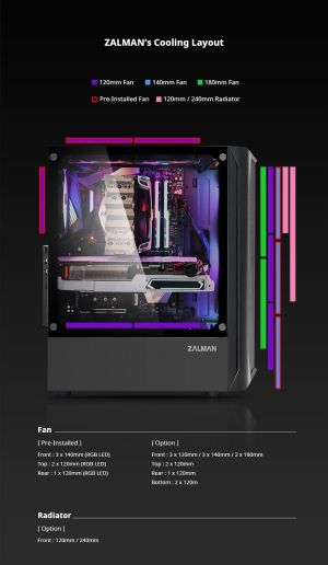 Zalman Case ATX - N4 - RGB, Tempered Glass