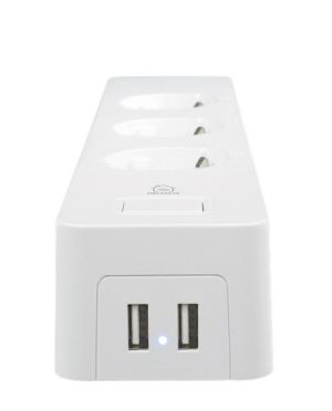 DELTACO SMART HOME power outlet, WiFi 2.4GHz, 3xCEE 7/3, 2xUSB-A, 13A, 220-240V, 1.5m, white