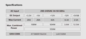 AeroCool захранване PSU LUX-550W Bronze - ACPB-LD55AEC.11