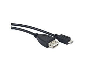 Адаптер Lanberg USB micro-b (m) -> USB-A (f) 2.0, cable 0.15m otg, black (50-pack)