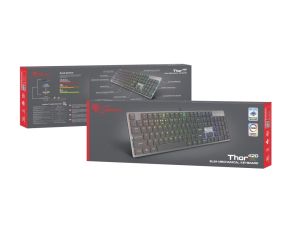 Tastatură Genesis Tastatură mecanică pentru jocuri Thor 420 RGB Conținut iluminat de fundal Comutator subțire albastru Aspect SUA