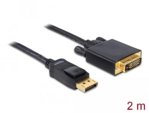 Кабел Delock DisplayPort мъжко - DVI мъжко, 2 м., Черен