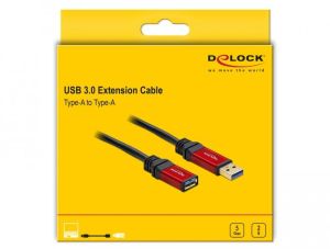 Cablu prelungitor Delock USB-A tată - USB-A mamă, 2 m, Premium, Ecranat, Negru