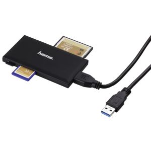 Cititor de carduri HAMA Multi-Card Reader, USB 3.0, SD/microSD/CF/MS, 5 Gbps, Negru