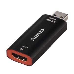 Stick de înregistrare video HAMA 74257, HDMI mamă - USB masculin, 4K, Negru