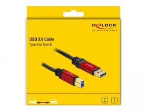 Cablu Delock USB-A tată - USB-B tată, 2 m, Premium, Ecranat, Negru