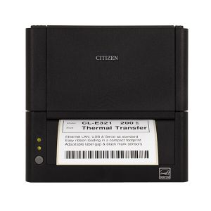 Етикетен принтер Citizen Label Desktop printer CL-E321 Thermal Transfer+Direct Print Speed 200mm/s, Print Width(max.)4"(104 mm)/Media Width(min-max)1"- 5"(25.4-118.1 mm)/Roll Size(max)5"(125 mm), Core Size 1"(25mm),Resol.203dpi/Interface USB/RS-232/LAN EN