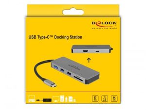 Deblocare stație de andocare, USB-A, USB-C, HDMI, SD, Micro SD, PD, 4K, Iluminare de fundal, gri