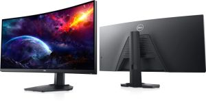 Monitor Dell S3422DWG, 34" Curved Gaming AG LED 21:9, VA, 1ms MPRT/2ms GtG, 144Hz, 3000:1, 400 cd/m2, WQHD (3440x1440), AMD FreeSyn, HDR 400, 90% DCI-P3, HDMI, DP, USB 3.2 Hub, ComfortView, Audio Line-out, Height Adjustable, Tilt, Black
