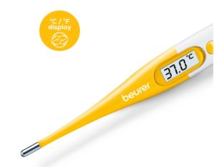 Термометър Beurer BY 11 Monkey clinical thermometer, Contact-measurement technology,temperature alarm as from 37.8 C°, Display in C° and F°,Flexible measuring tip;Protective cap; Waterproof tip and display