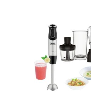 Пасатор Tefal HB656838, Handblender QuickChef, 1000 W, 3 in 1, 20 Speed+ turbo, Container 0.8 liters, 0.5 liters Mini Chopper, Whisk, black