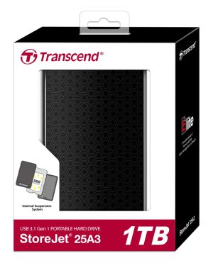 Hard disk Transcend 1TB StoreJet 2.5" A3, HDD portabil, negru