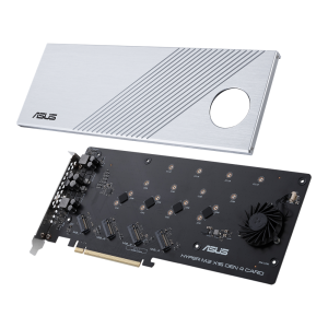 Карта ASUS Hyper M.2 x16 Gen 4 Card (PCIe 4.0/3.0) supports four NVMe M.2 (2242/2260/2280/22110) devices up to 256 Gbps