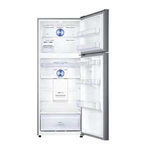 Refrigerator Samsung RT46K6630S9/EO, Refrigerator, Total 455 l, refrigerator 343 l, freezer 113 l, Twin Cooling Plus, No Frost, Multi Flow, External Display, Water dispenser, Energy Efficiency F, Noise level 40 dBA, 183/72.6/70 , Polished stainless steel