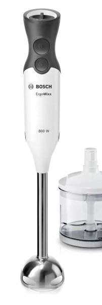 Blender Bosch MS6CA4150, Blender, ErgoMixx, 800 W, Included transparent jug, chopper and stirrer, White, anthracite