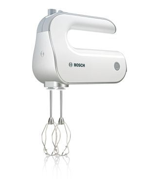 Миксер Bosch MFQ4070, Hand mixer, Styline, 500 W, White, with innovative FineCreamer stirrers,  Included blender & transparent jug, 5 speed settings, additional pulse/turbo setting, white