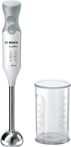 Blender Bosch MSM66110, Blender, ErgoMixx, 600 W, Cană transparentă inclusă, Alb