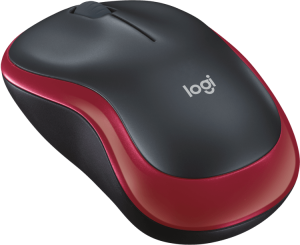 Wireless optical mouse LOGITECH M185, Red, USB