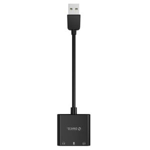 Orico външна звукова карта USB Sound card - Headphones, Mic, 4 PIN headset, Black - SKT3-BK