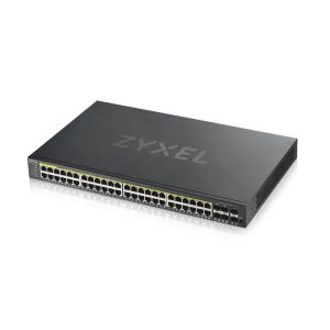 Switch ZyXEL GS1920-48HPv2, 50 Port Smart Managed PoE Switch 44x Gigabit Copper PoE and 4x Gigabit dual pers., hybrid mode, standalone or NebulaFlex Cloud, 375 Watt PoE