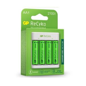 GP ReCyko 4-Slot E411 USB Charger (w/ 4&#039;s 2100mAh AA Batteries)